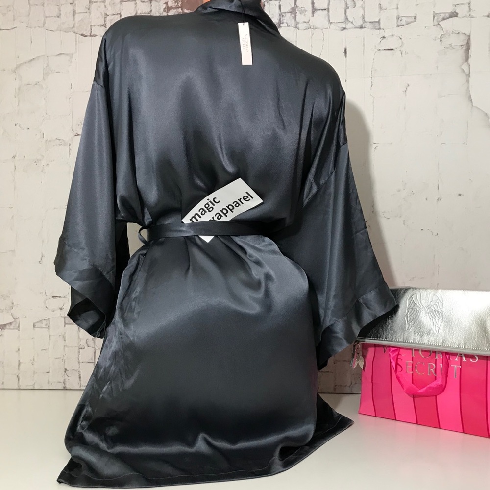 VS XS/S M/L SATIN LONG ROBE KIMONO LINGERIE BOW - Picture 2 of 2